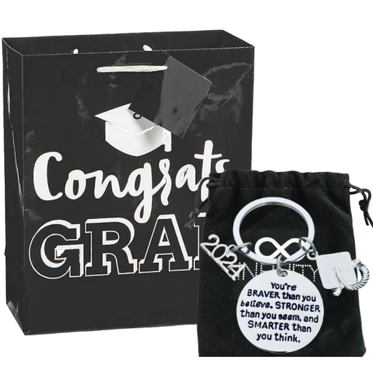 2024 Graduation Gift Set, Braver Than You Believe Keychain & Gift Bag