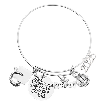 2025 Sports Graduation Bracelet - She Believed She Could- Pick Activity