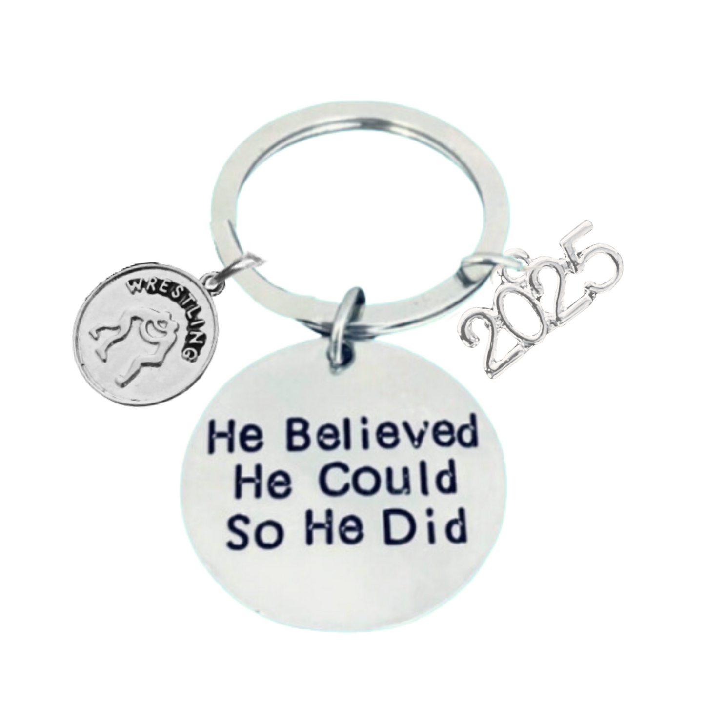 2025 Graduation Keychain- He Believed He Could- Pick Sport