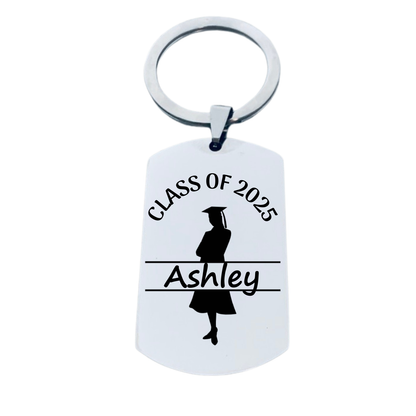 Girls Personalized 2025 Graduation Keychain