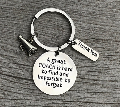 Cheer Coach Keychain - Great Coach is Hard to Find - Pick Charm