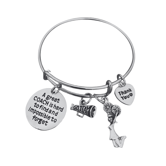 Great Cheer Coach is Hard to Find Charm Bangle Bracelet