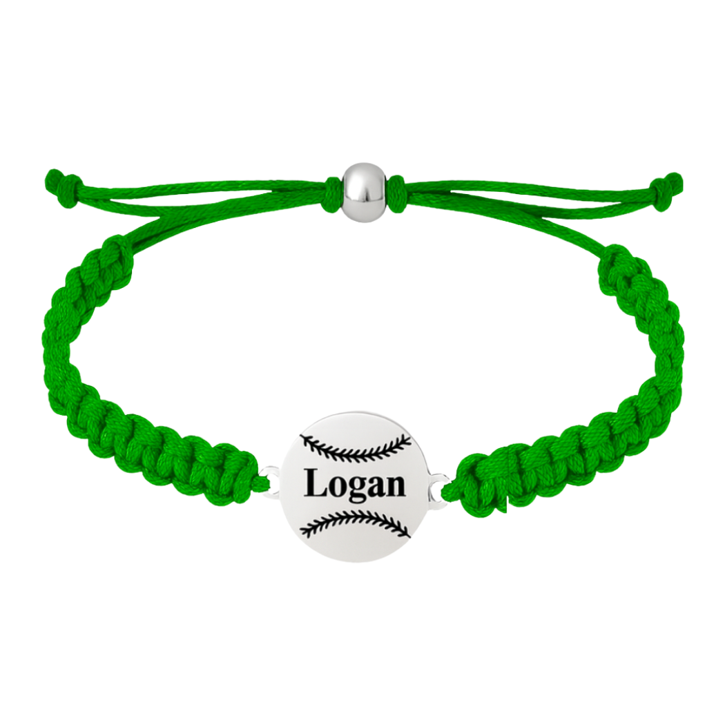 Personalized Baseball Stainless Steel Rope Bracelet - Pick Color