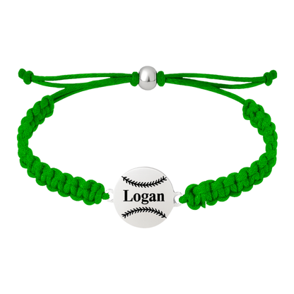 Personalized Baseball Stainless Steel Rope Bracelet - Pick Color
