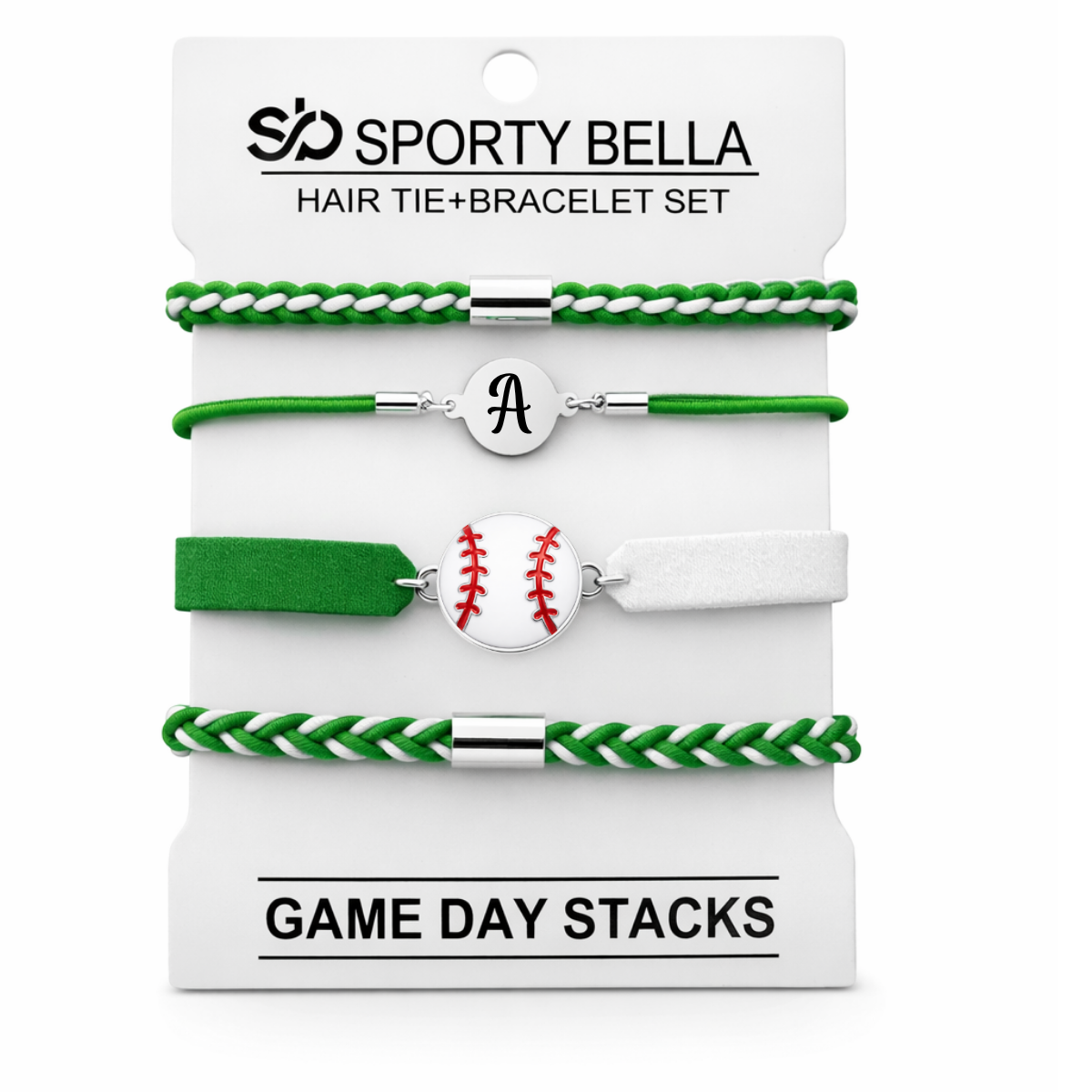 Personalized Baseball Hair Tie Bracelet Sets
