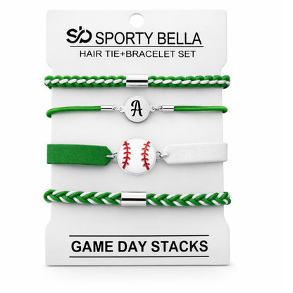 Personalized Baseball Hair Tie Bracelet Sets