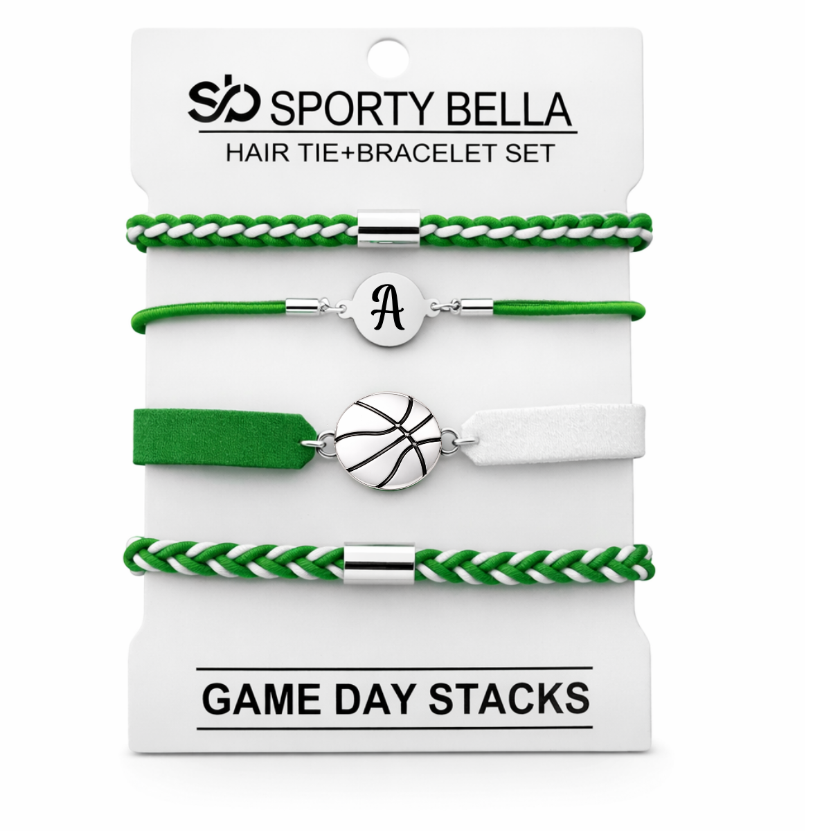 Personalized Basketball Hair Tie Bracelet Sets