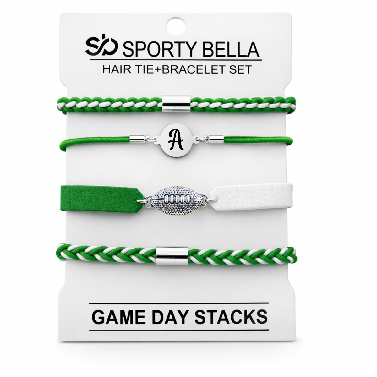 Personalized Football Hair Tie Bracelet Sets