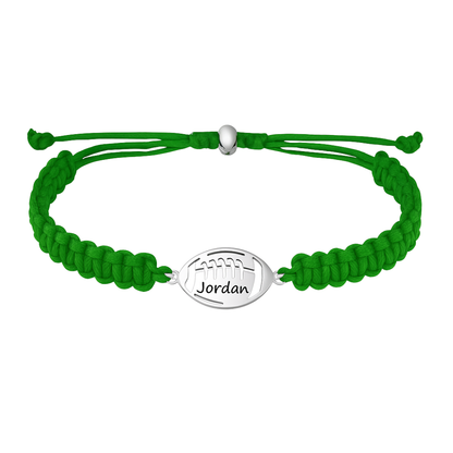 Personalized Engraved Football Rope Bracelet - Pick Color