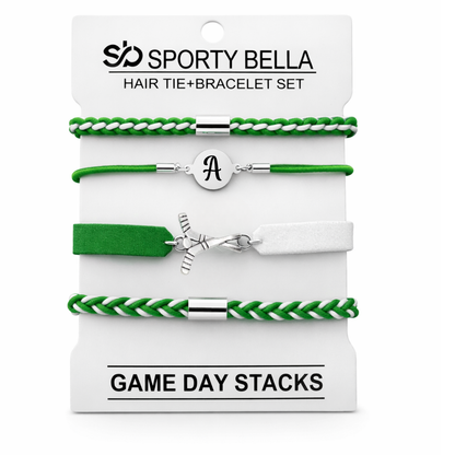 Personalized Ice Hockey Hair Tie Bracelet Sets