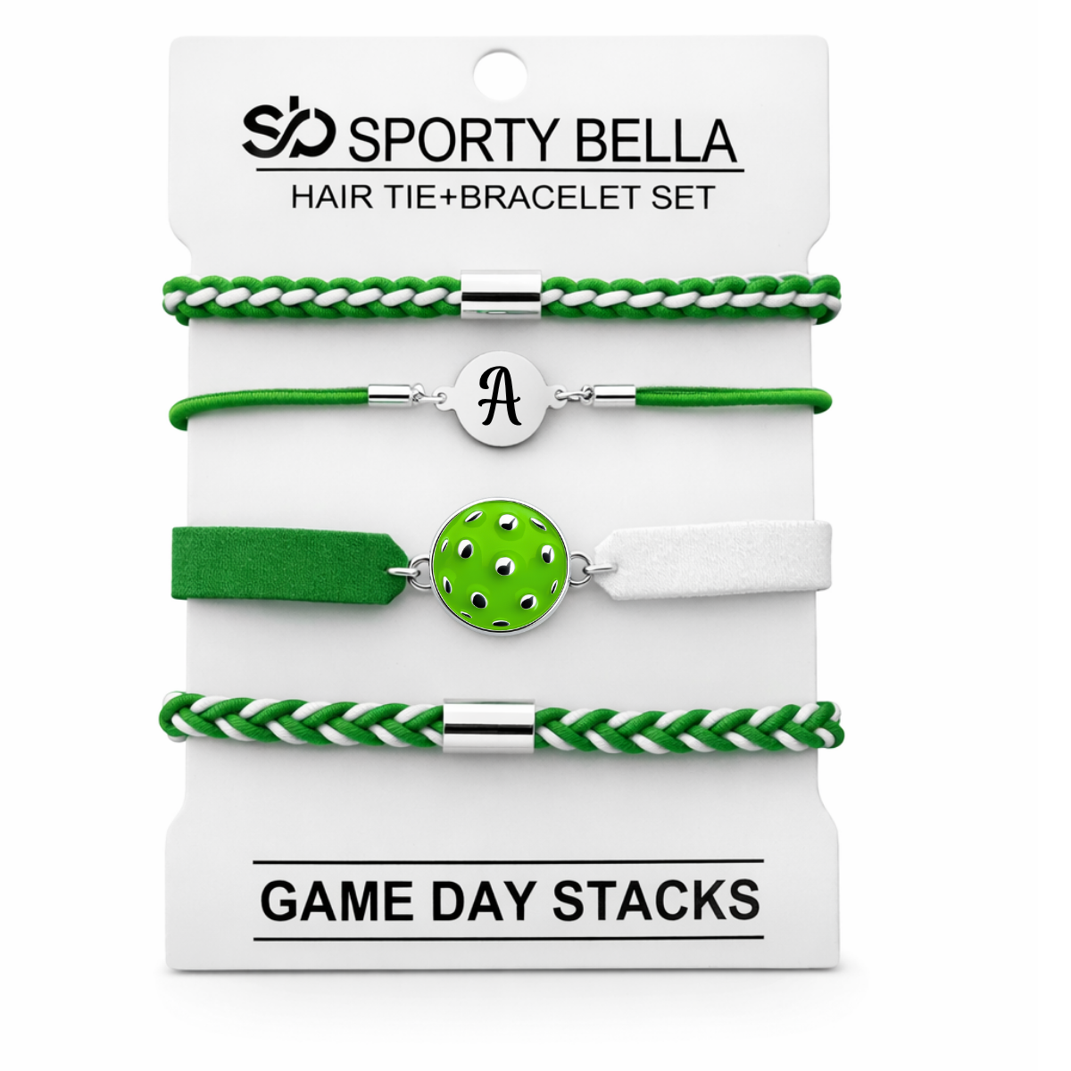 Personalized Pickleball Hair Tie Bracelet Sets