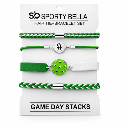 Personalized Pickleball Hair Tie Bracelet Sets
