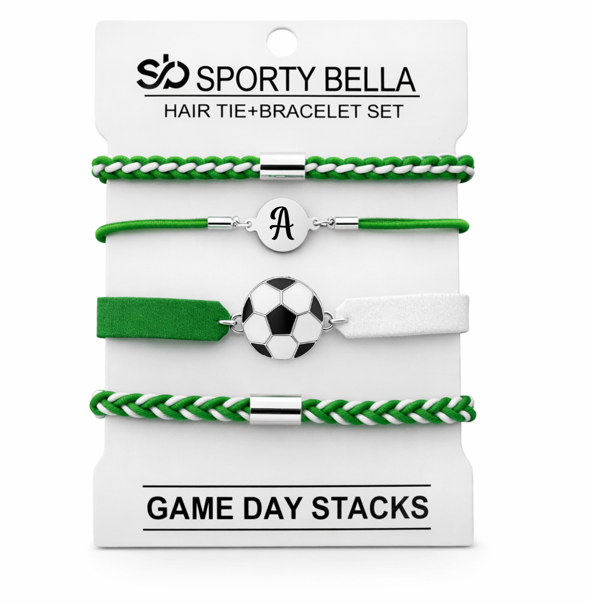 Personalized Soccer Hair Tie Bracelet Sets