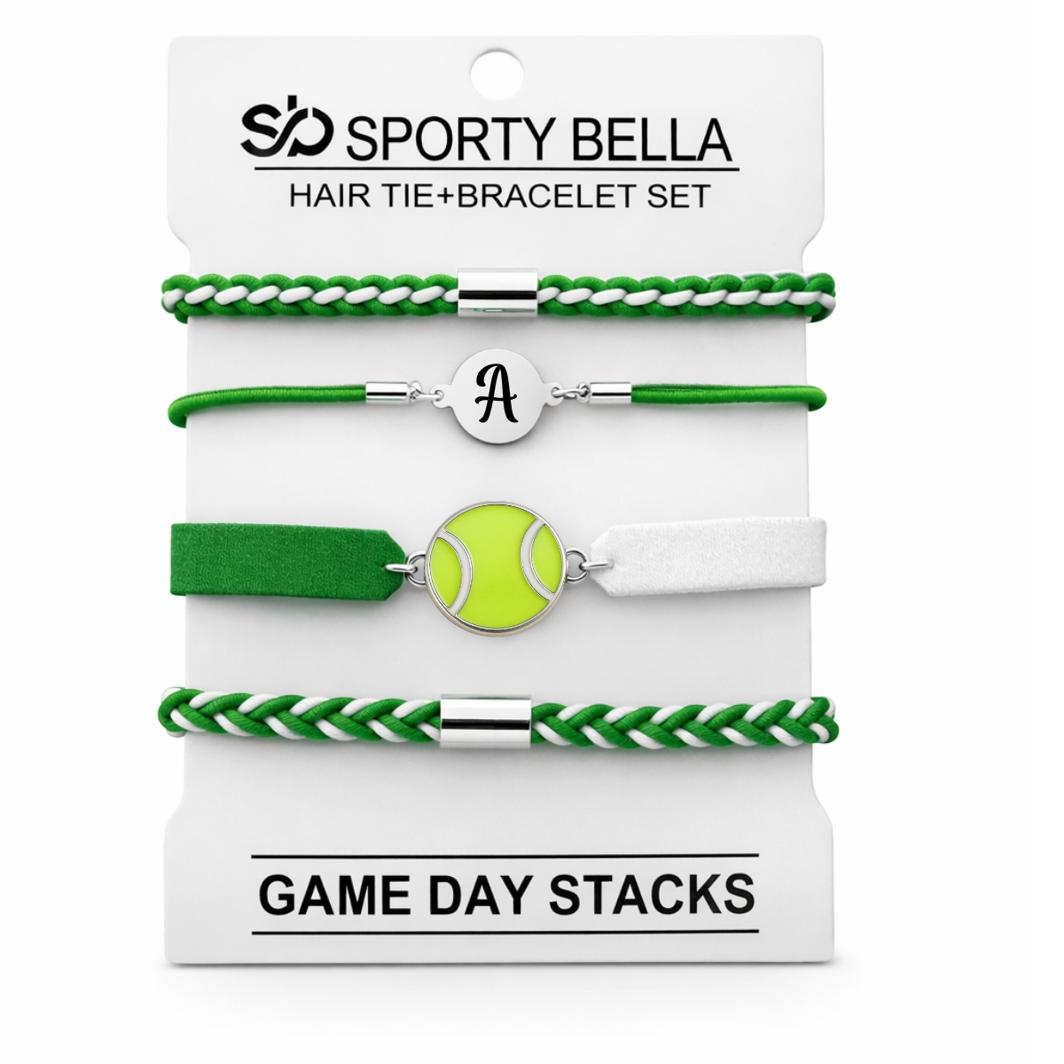 Personalized Tennis Hair Tie Bracelet Sets