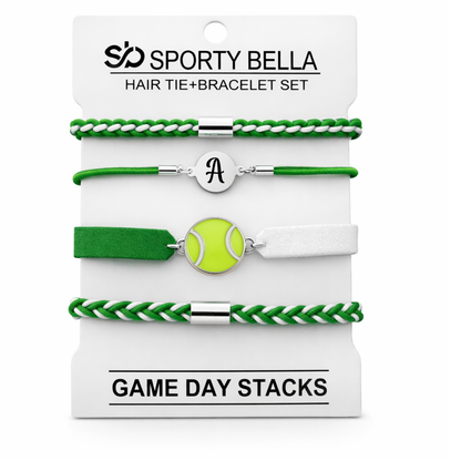 Personalized Tennis Hair Tie Bracelet Sets
