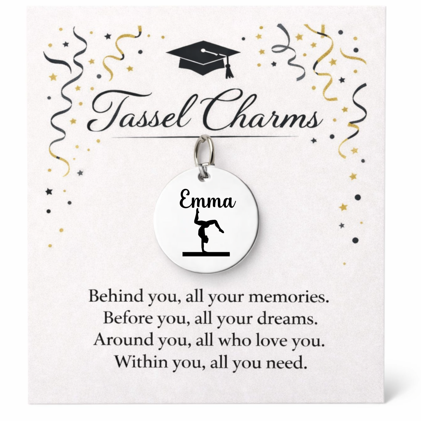 Gymnastics Engraved Tassel Charm