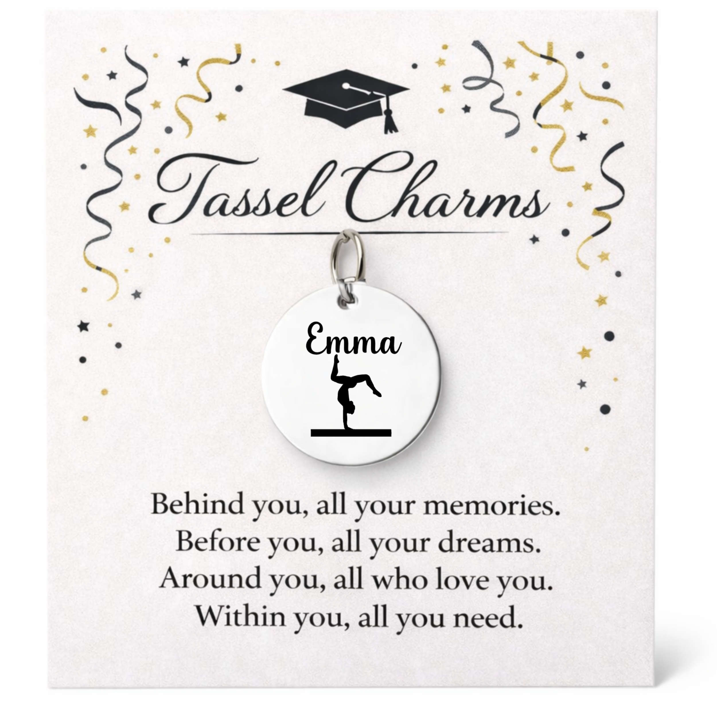 Gymnastics Engraved Tassel Charm