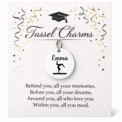Gymnastics Engraved Tassel Charm