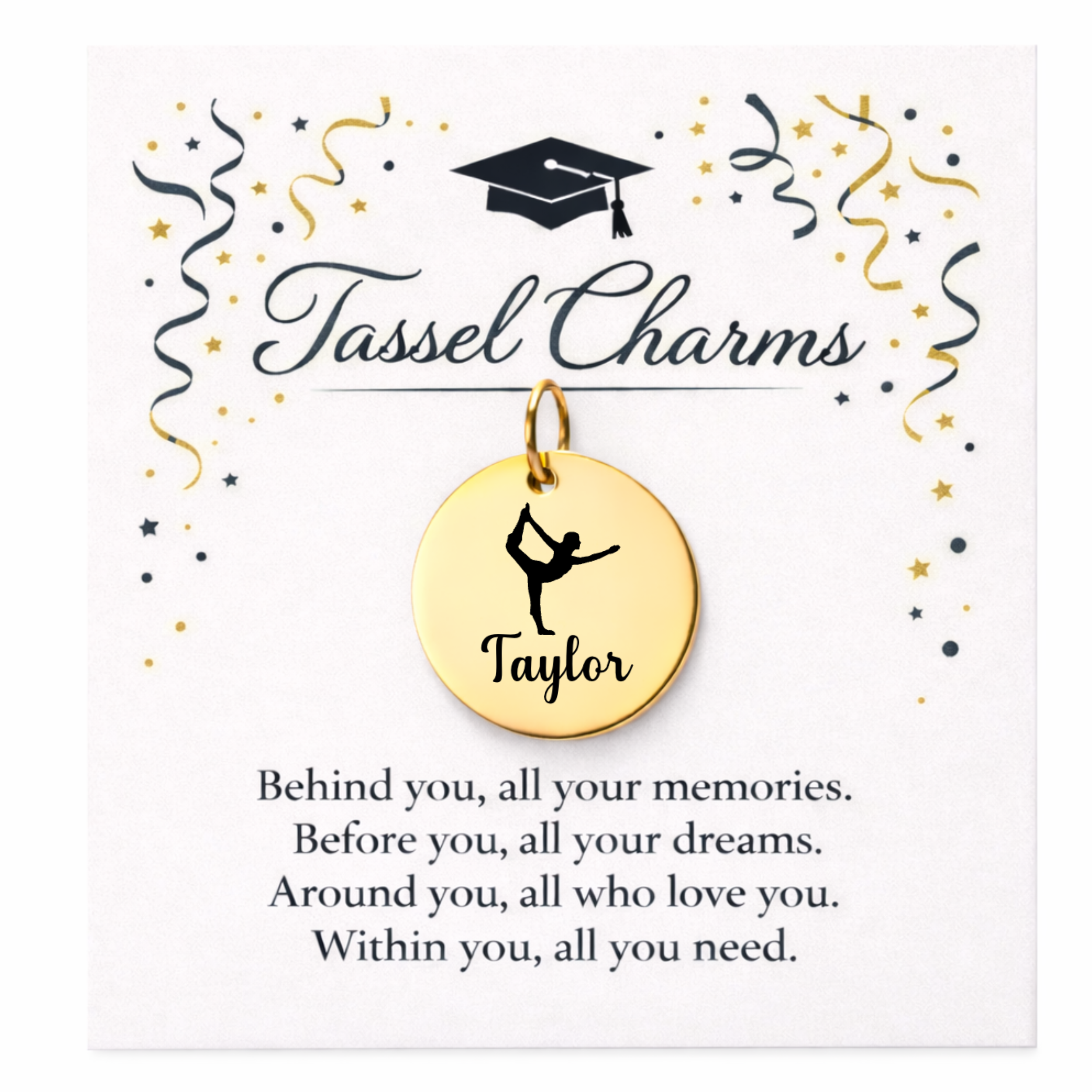 Gymnastics Engraved Tassel Charm