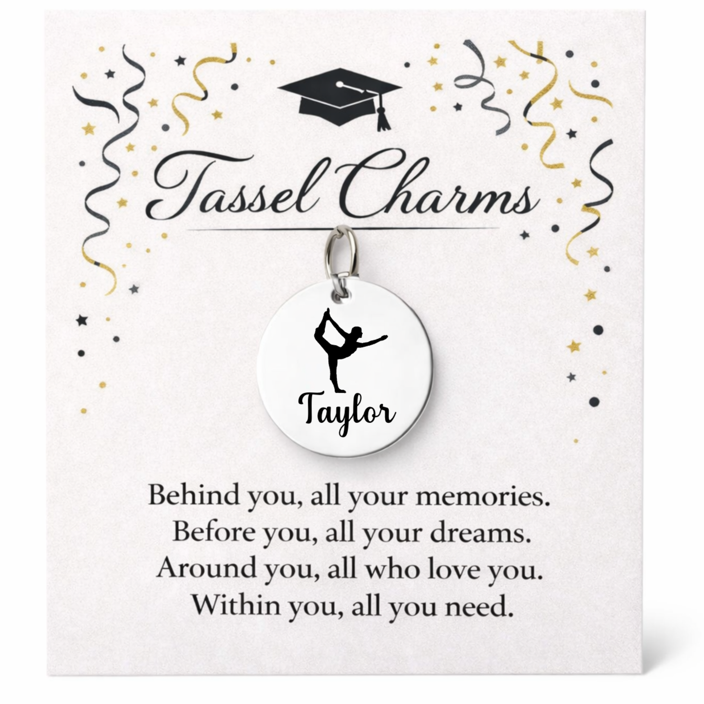 Gymnastics Engraved Tassel Charm
