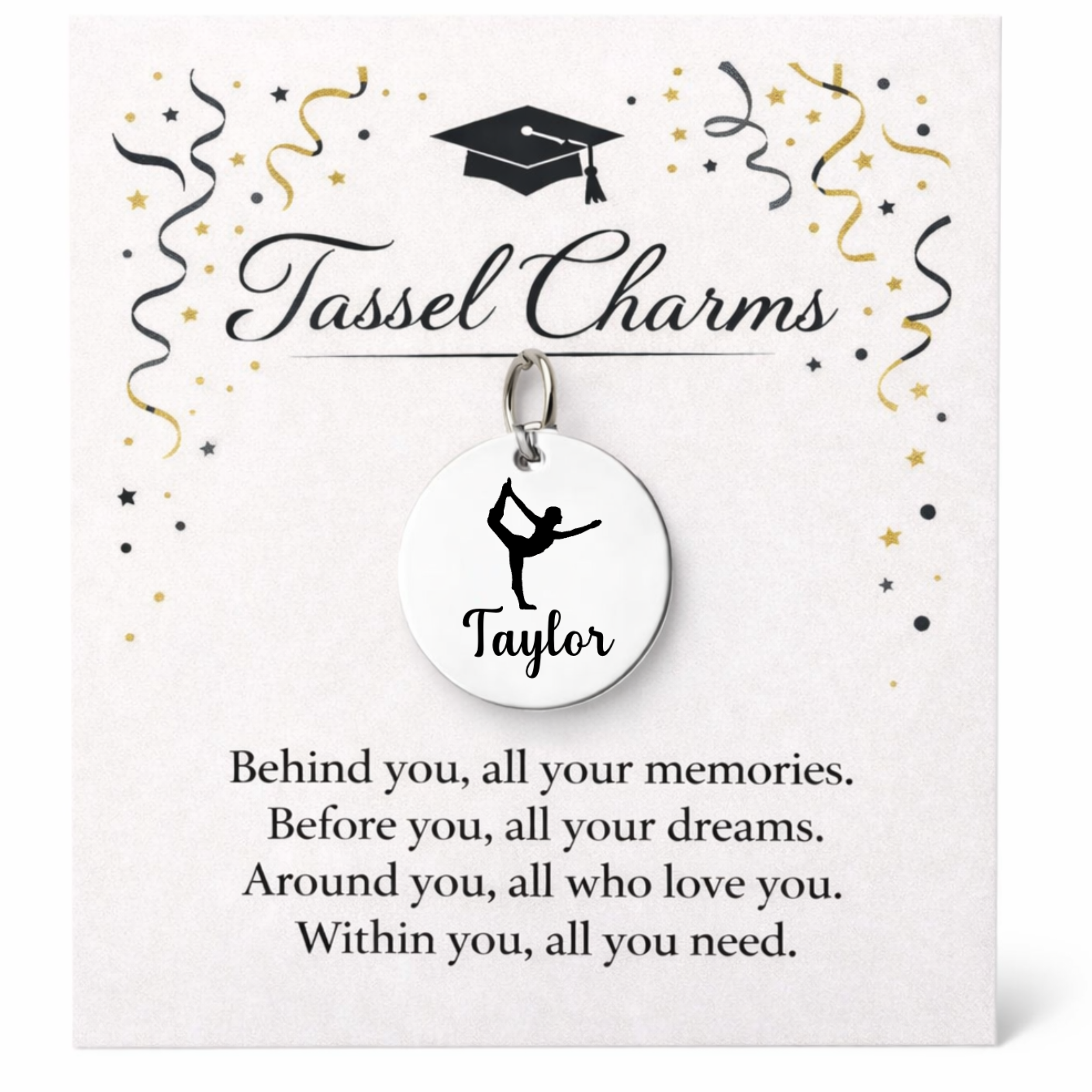 Gymnastics Engraved Tassel Charm
