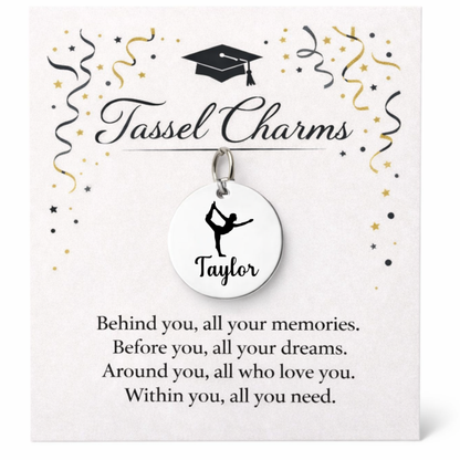 Gymnastics Engraved Tassel Charm