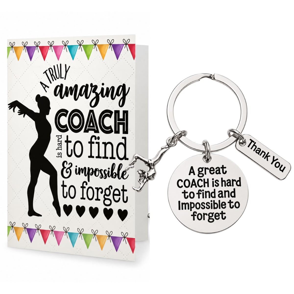 Gymnastics Coach Keychain & Card Set