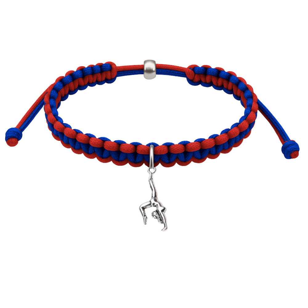 Gymnastics Charm Multi Colored Rope Bracelet - Pick Colors