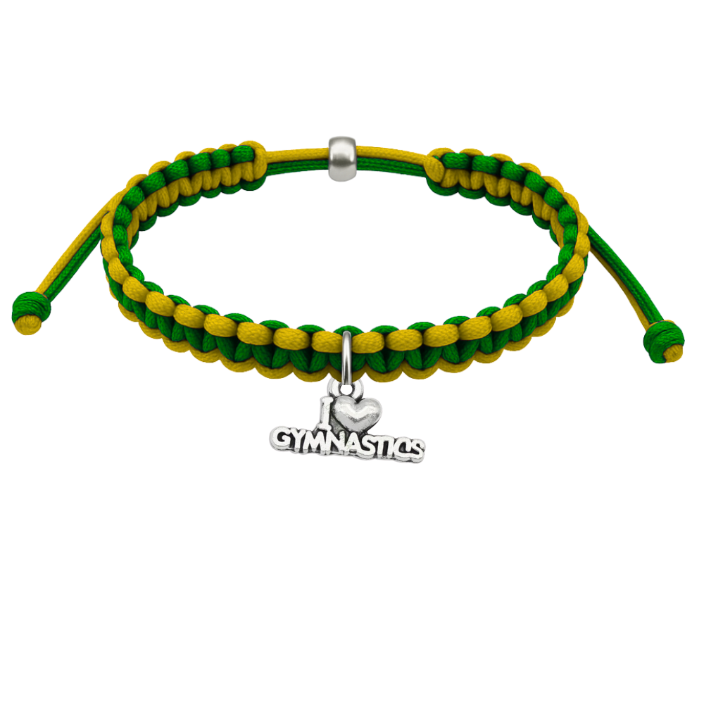 Gymnastics Charm Multi Colored Rope Bracelet - Pick Colors