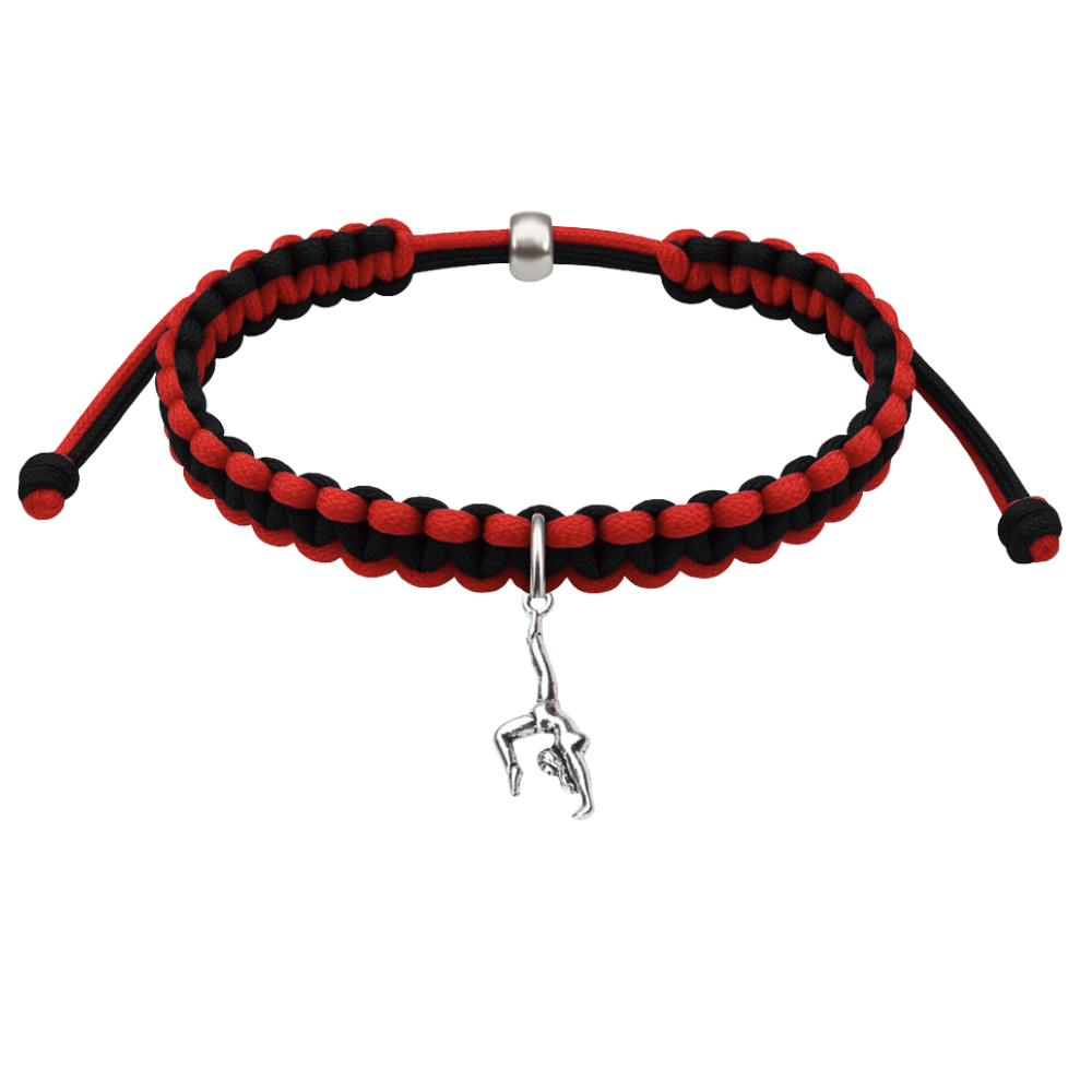 Gymnastics Charm Multi Colored Rope Bracelet - Pick Colors