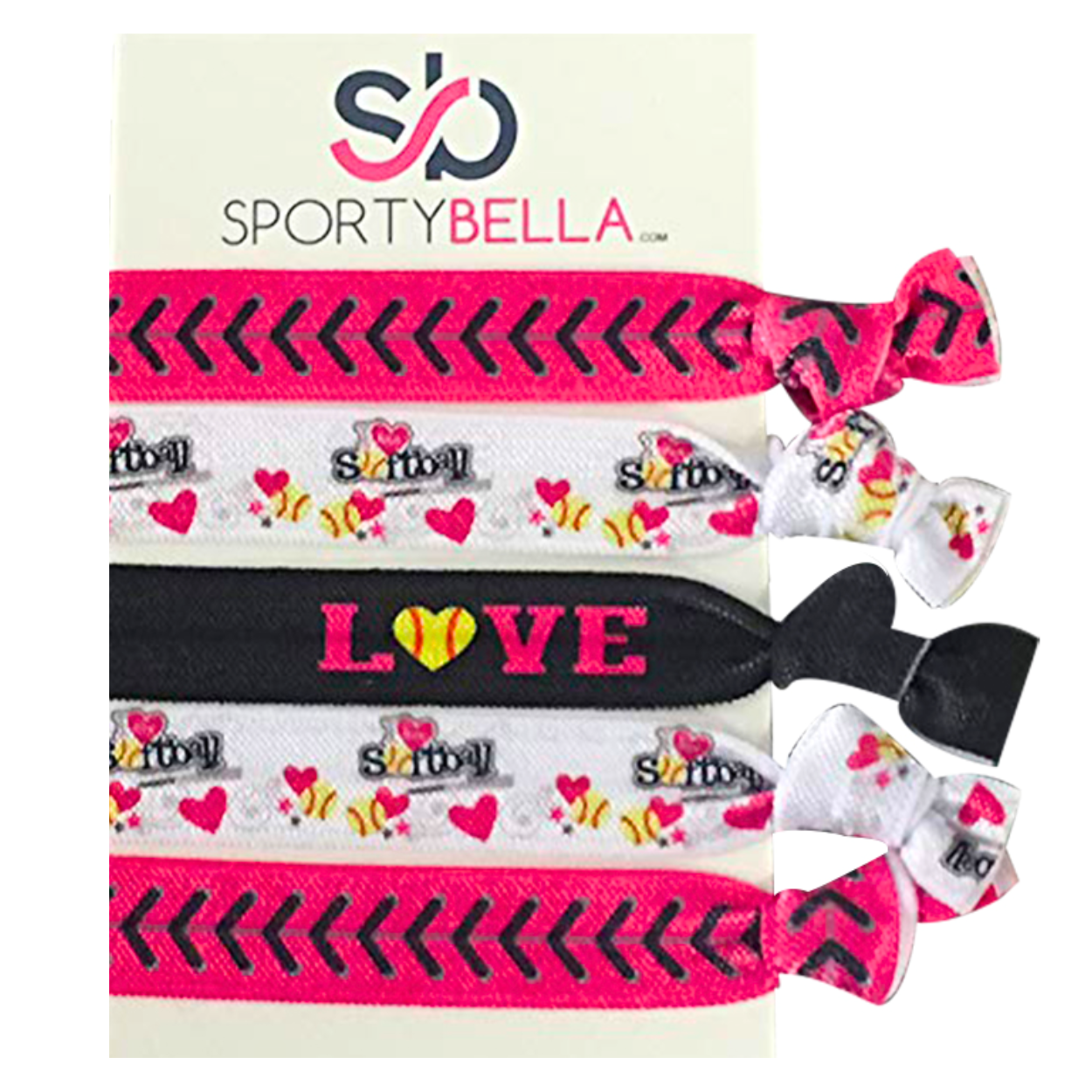 Girls Softball Love Hair Ties