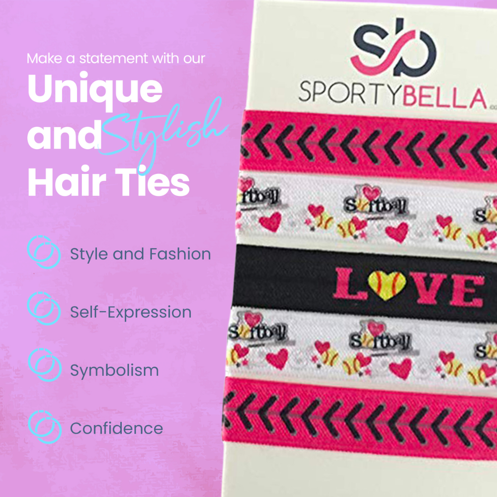 Girls Softball Love Hair Ties