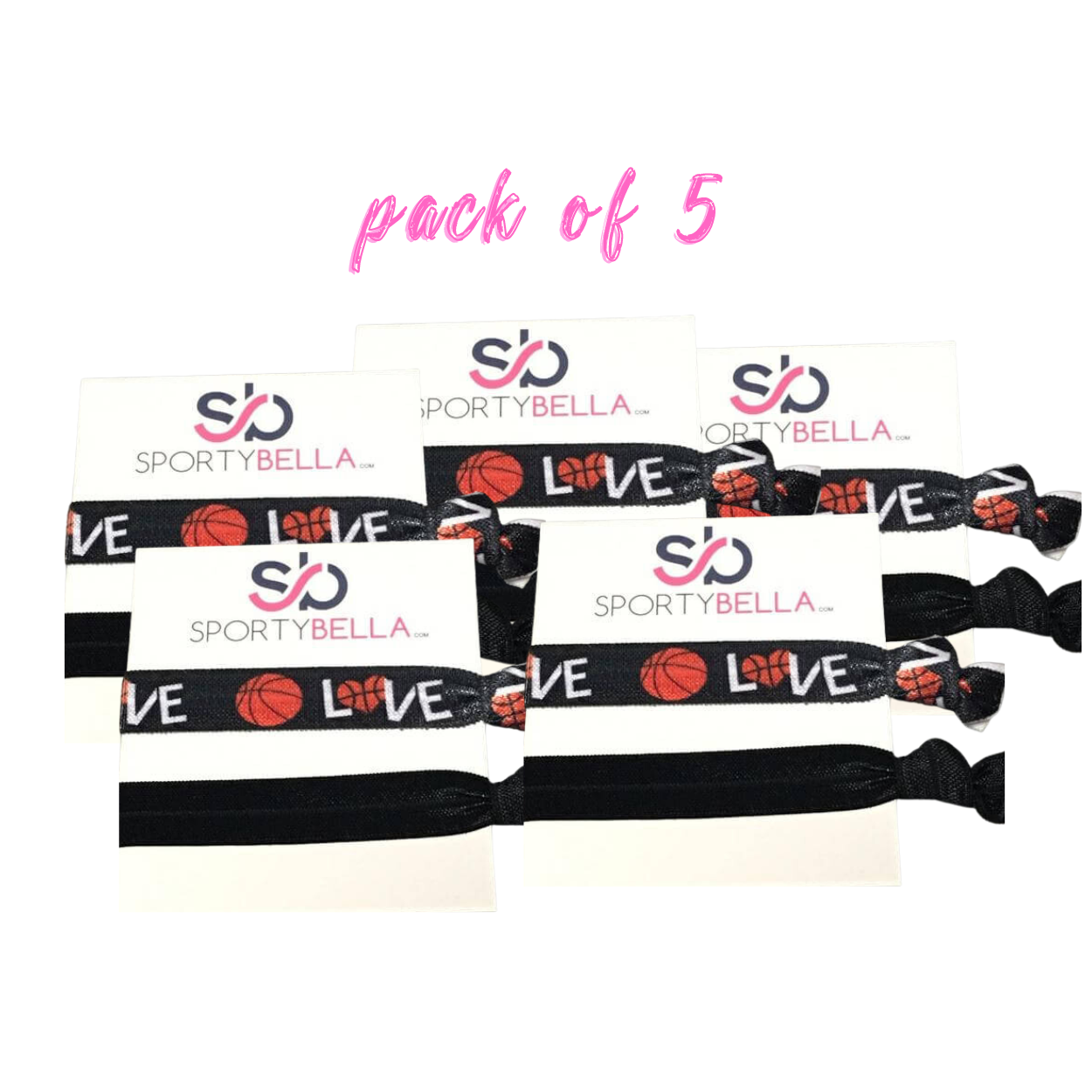 Basketball Hair Ties Set 5 Pack