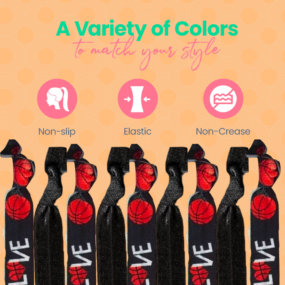 Girls Basketball Hair Ties Set- 5 Pack