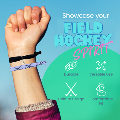 Personalized Field Hockey Hair Ties with Letter Charm