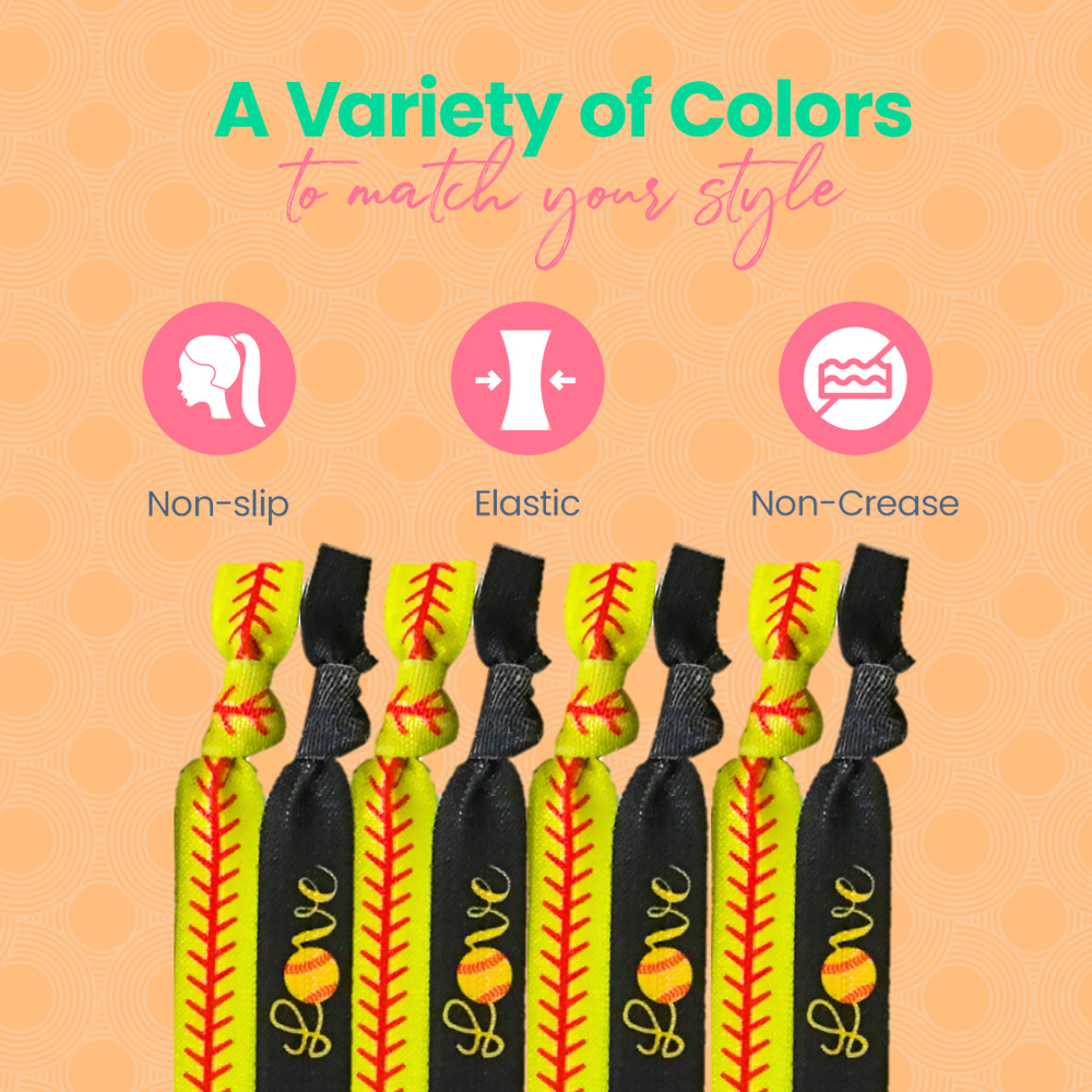 Softball Love Hair Ties - 5 Sets