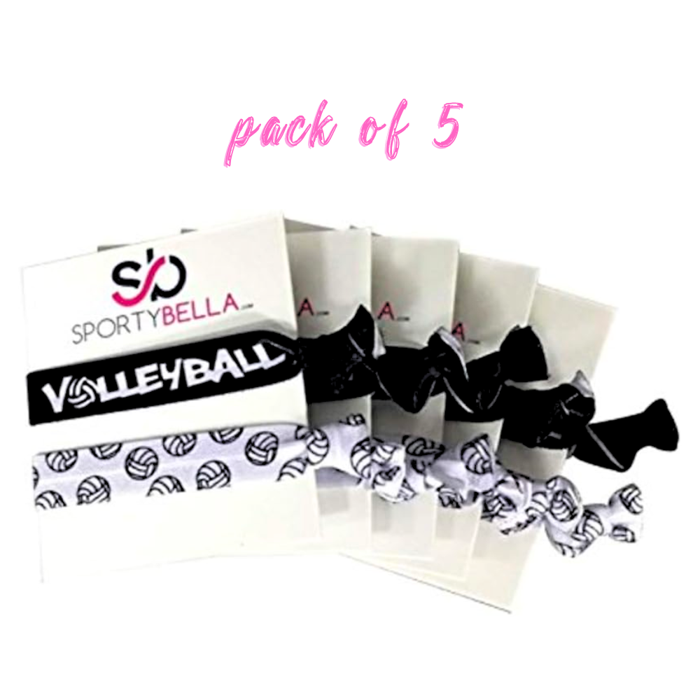 Volleyball Hair Ties - 5 pack - Black White
