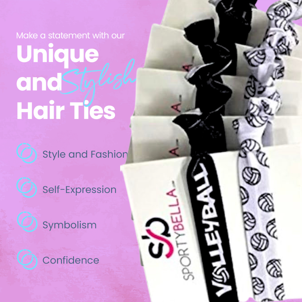 Volleyball Hair Ties - 5 pack - Black White