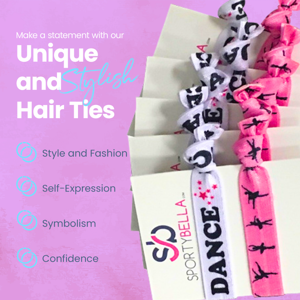 Dance Hair Ties - 5 pack - Pink White
