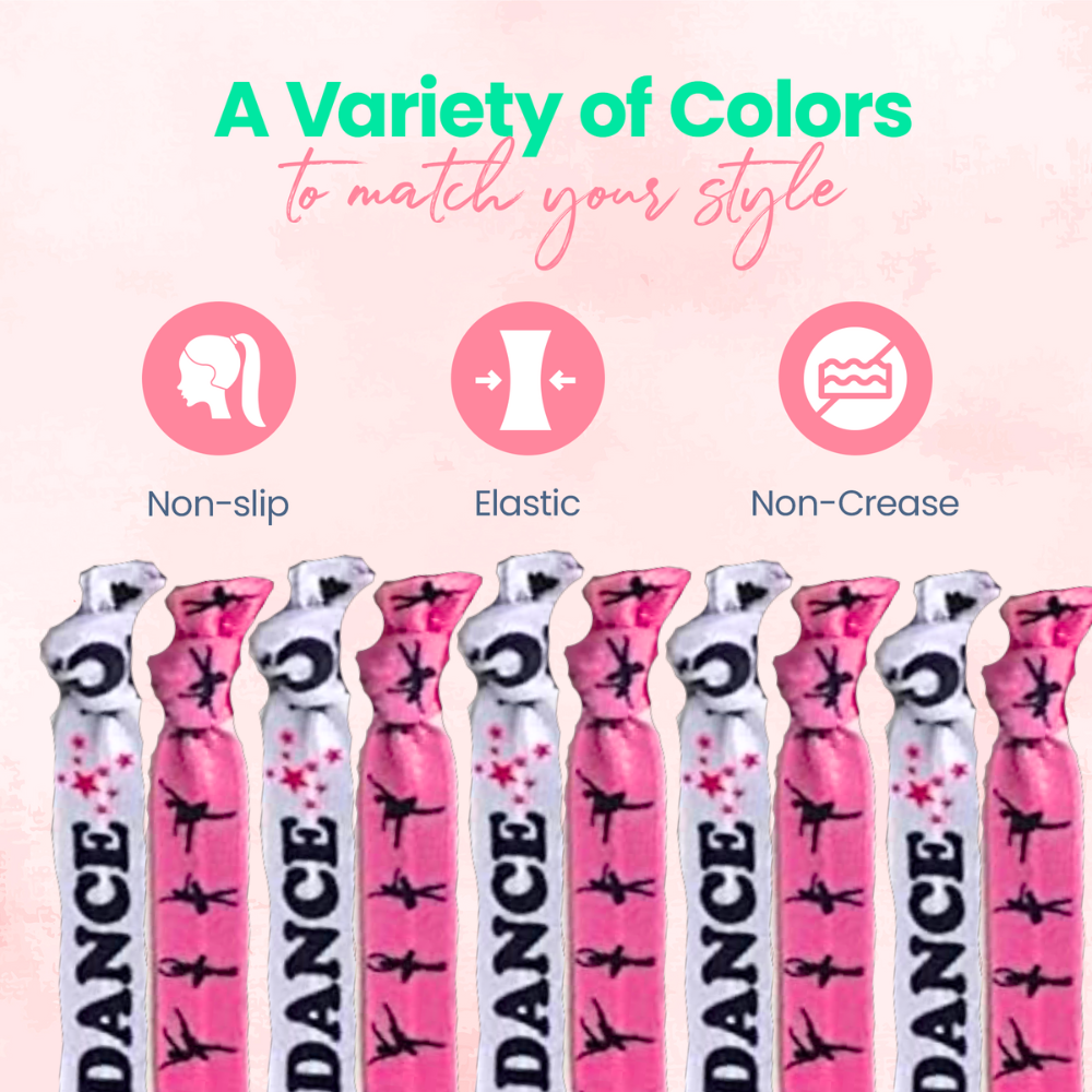 Dance Hair Ties - 5 pack - Pink White