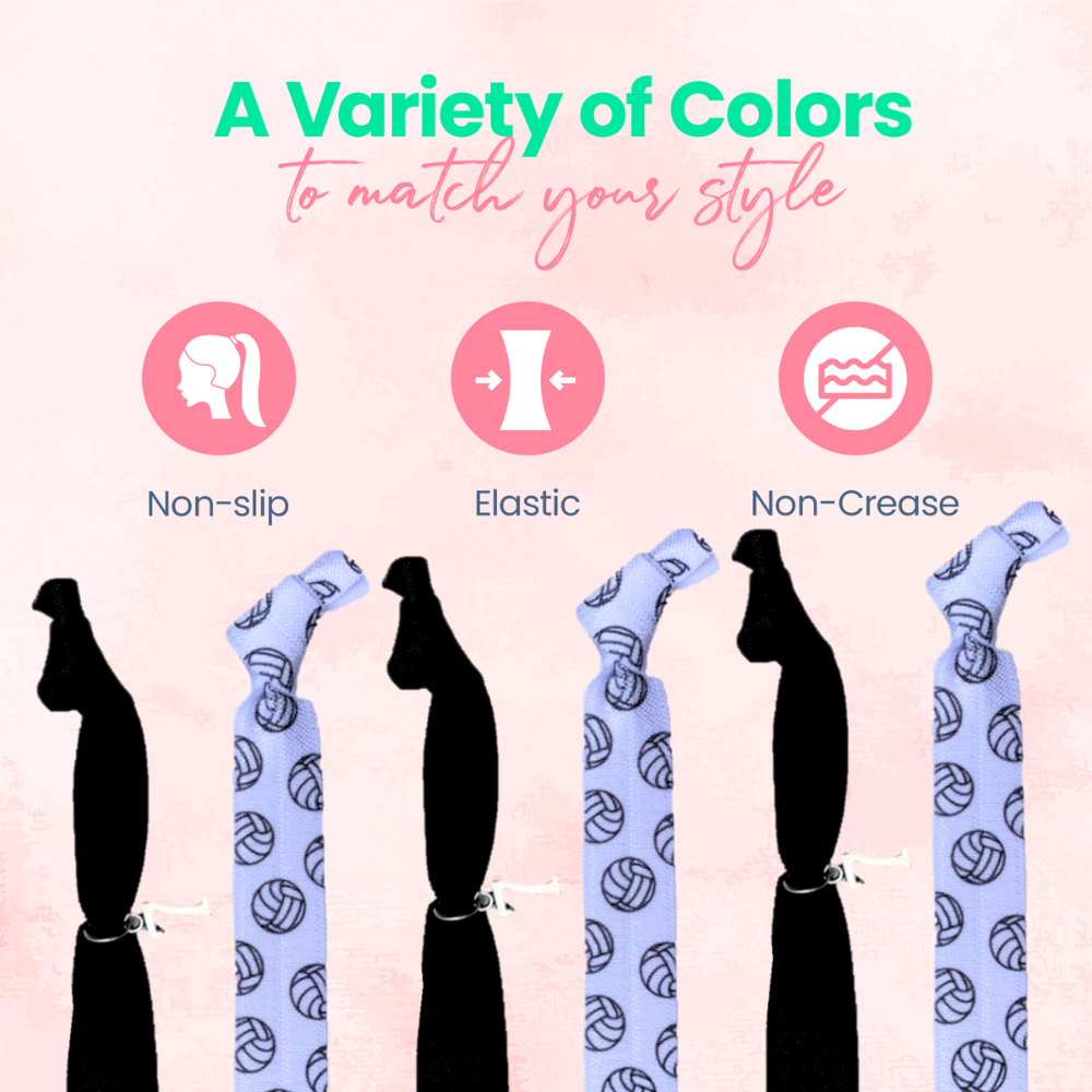 Custom Volleyball Hair Ties - 2pcs with Number Charm