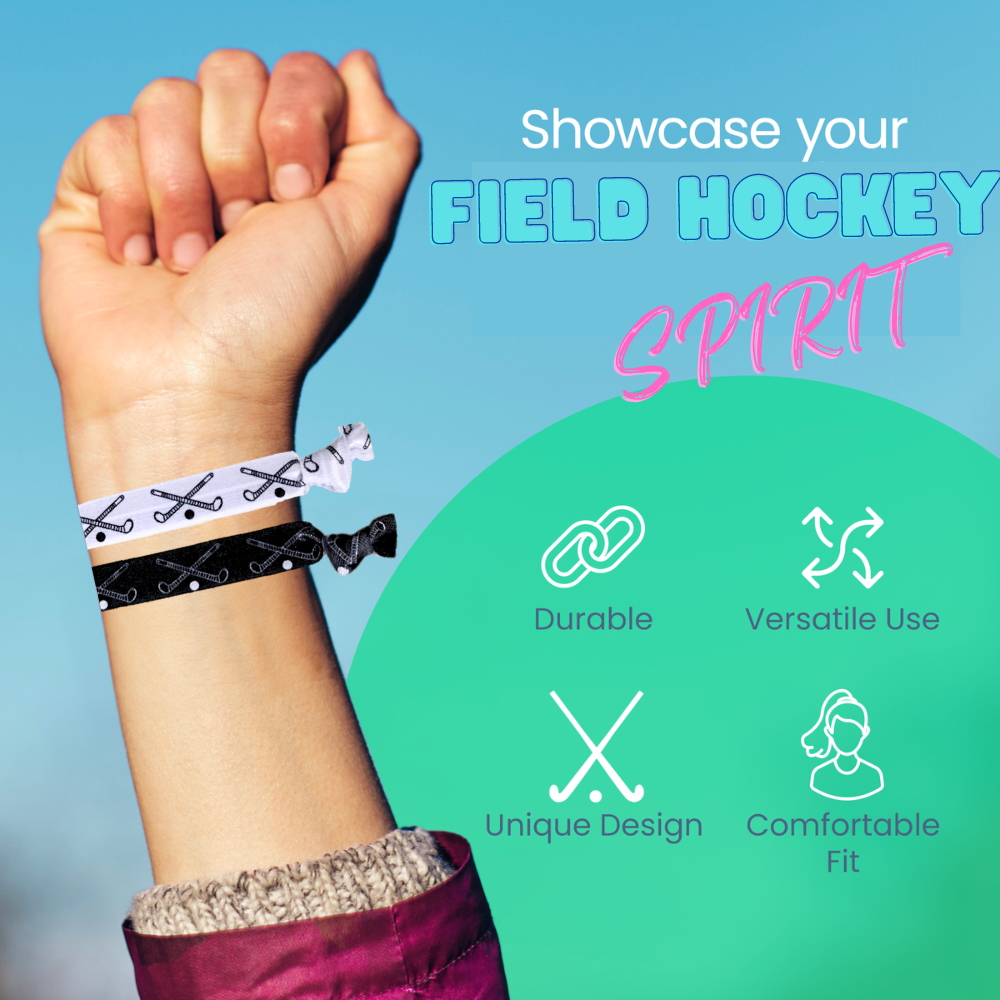 Field Hockey Hair Ties - 5 pack - Black White