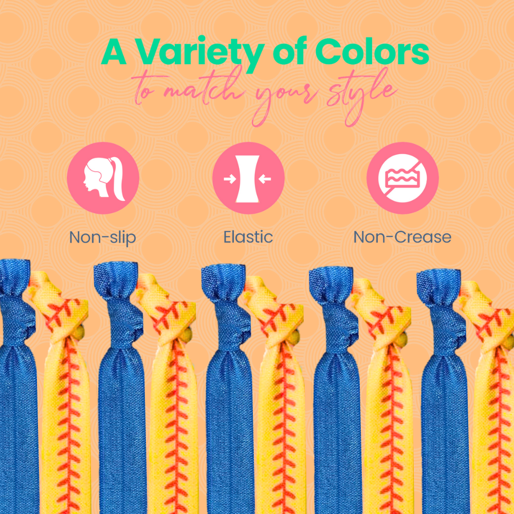 Softball Hair Tie Bundle - 5 pc set- Pick Colors