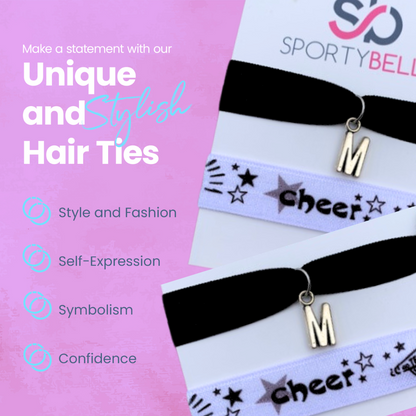 Custom Cheer Hair Ties with Letter Charm