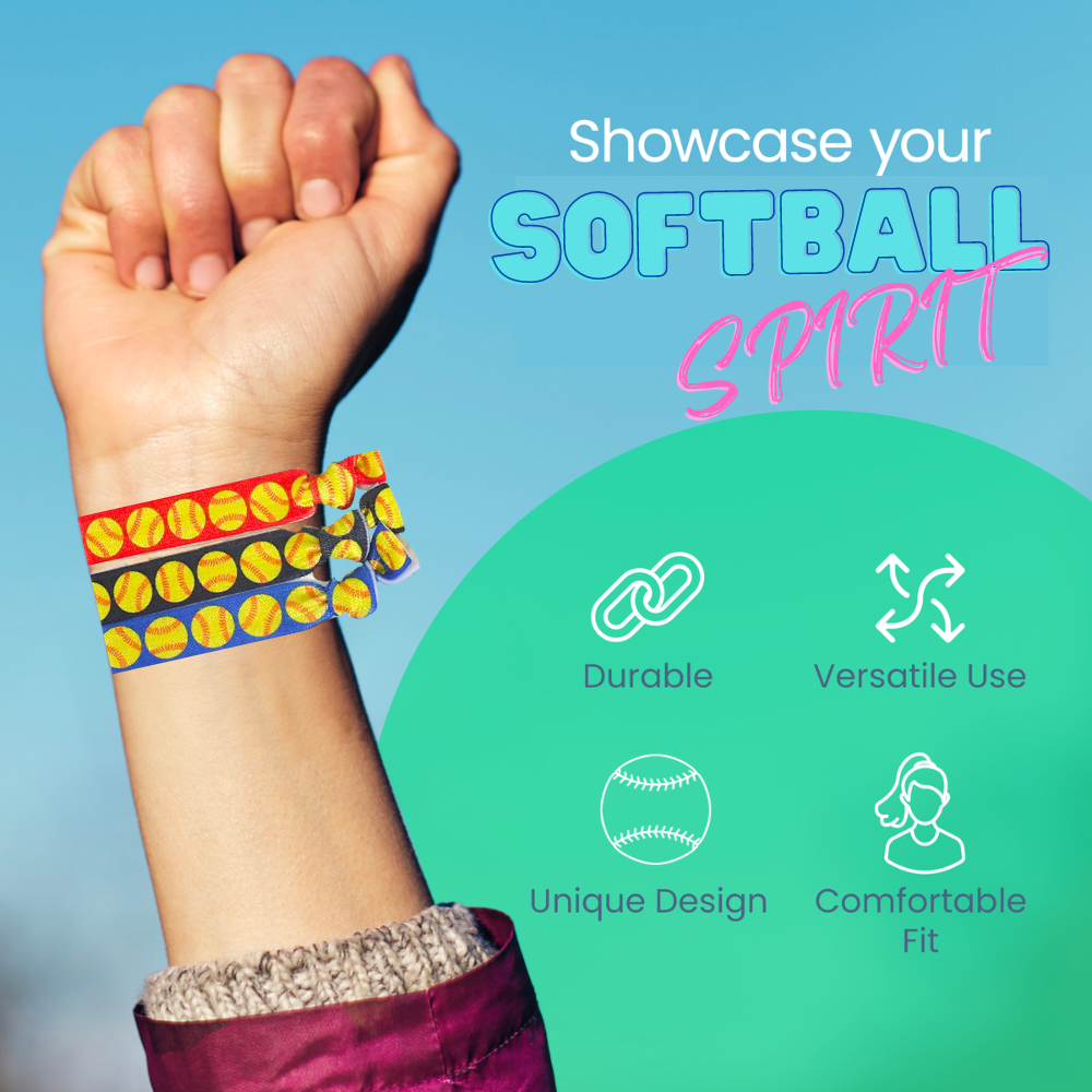 Girls Softball Hair Ties Set