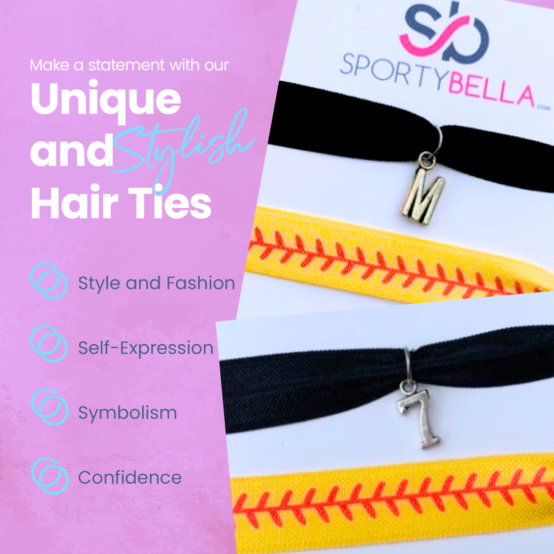 Custom Softball Hair Ties - 2pc