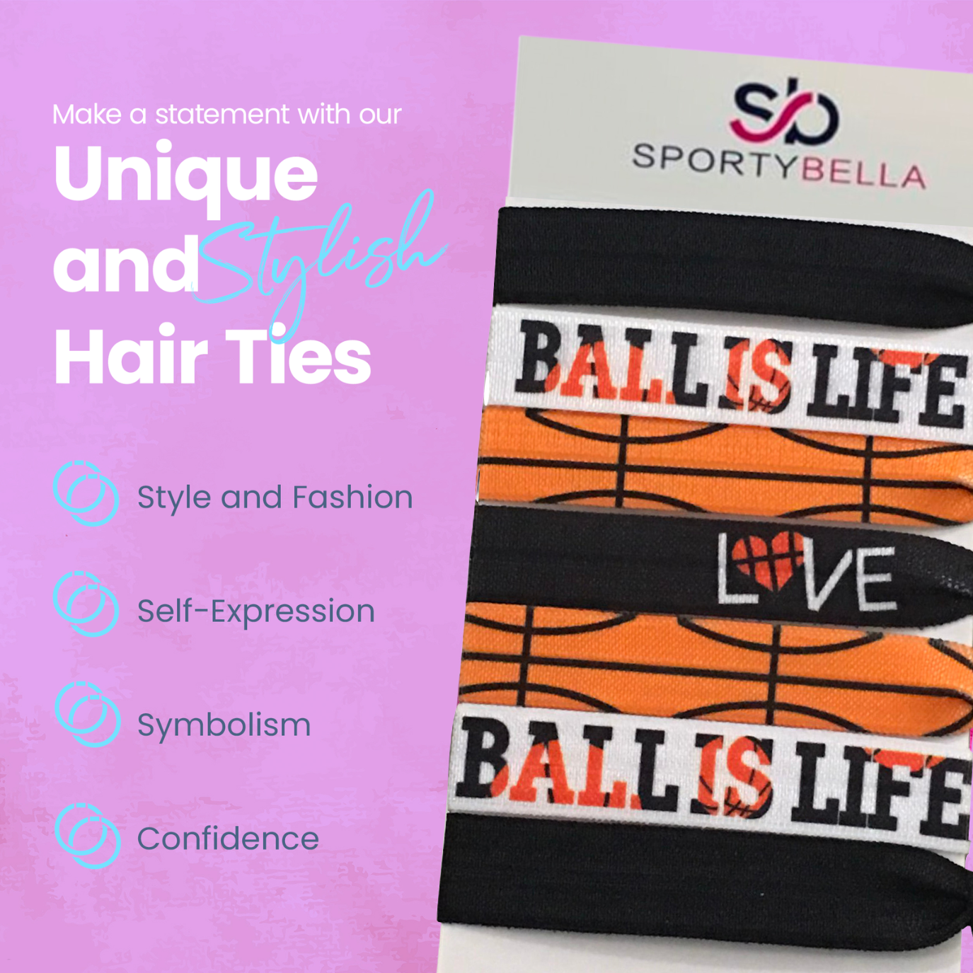 Basketball Hair Ties "Ball Is Life"