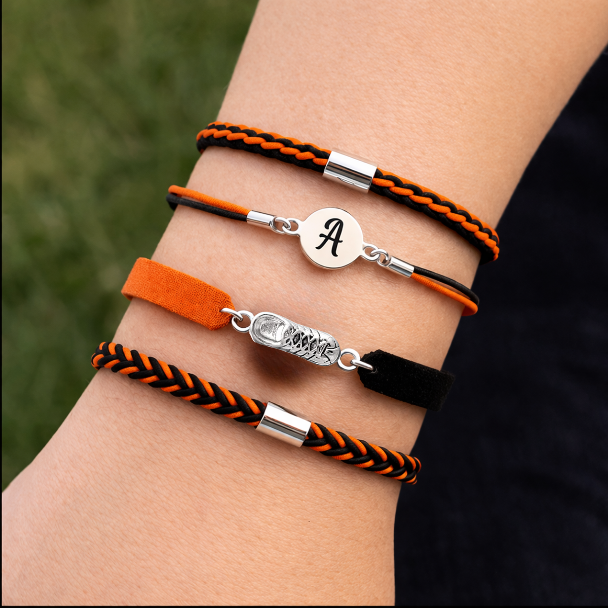 Personalized Runner Hair Tie Bracelet Sets
