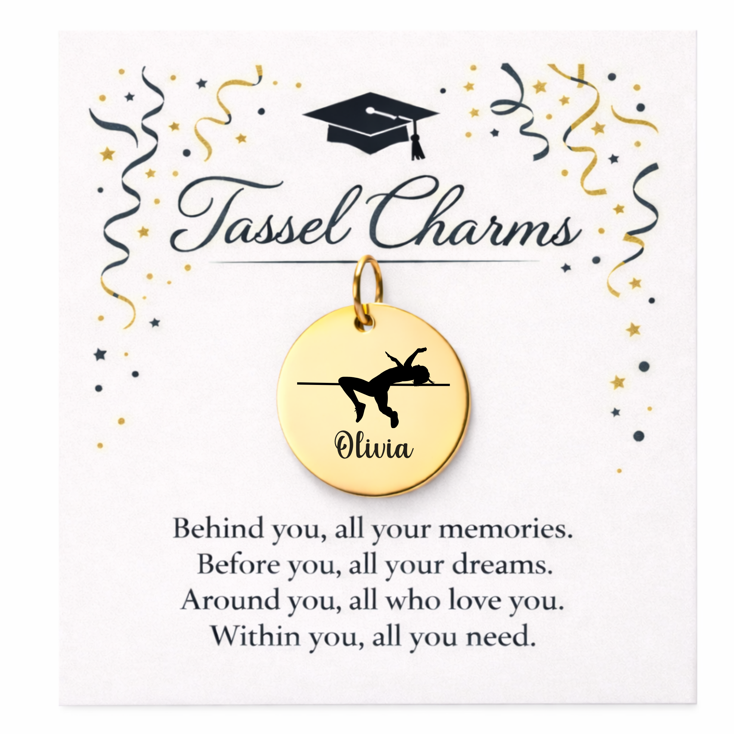 High Jump Engraved Tassel Charm