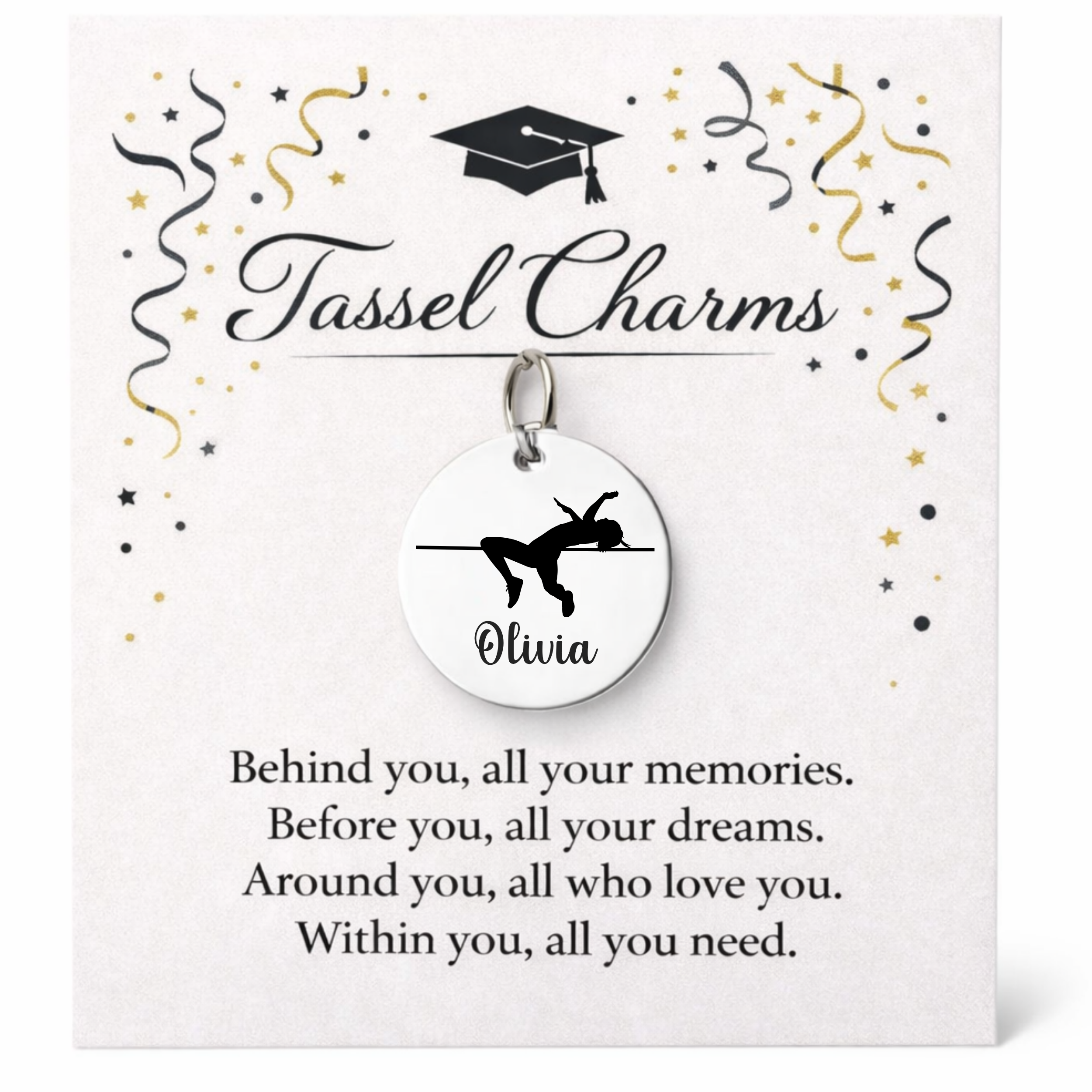 High Jump Engraved Tassel Charm
